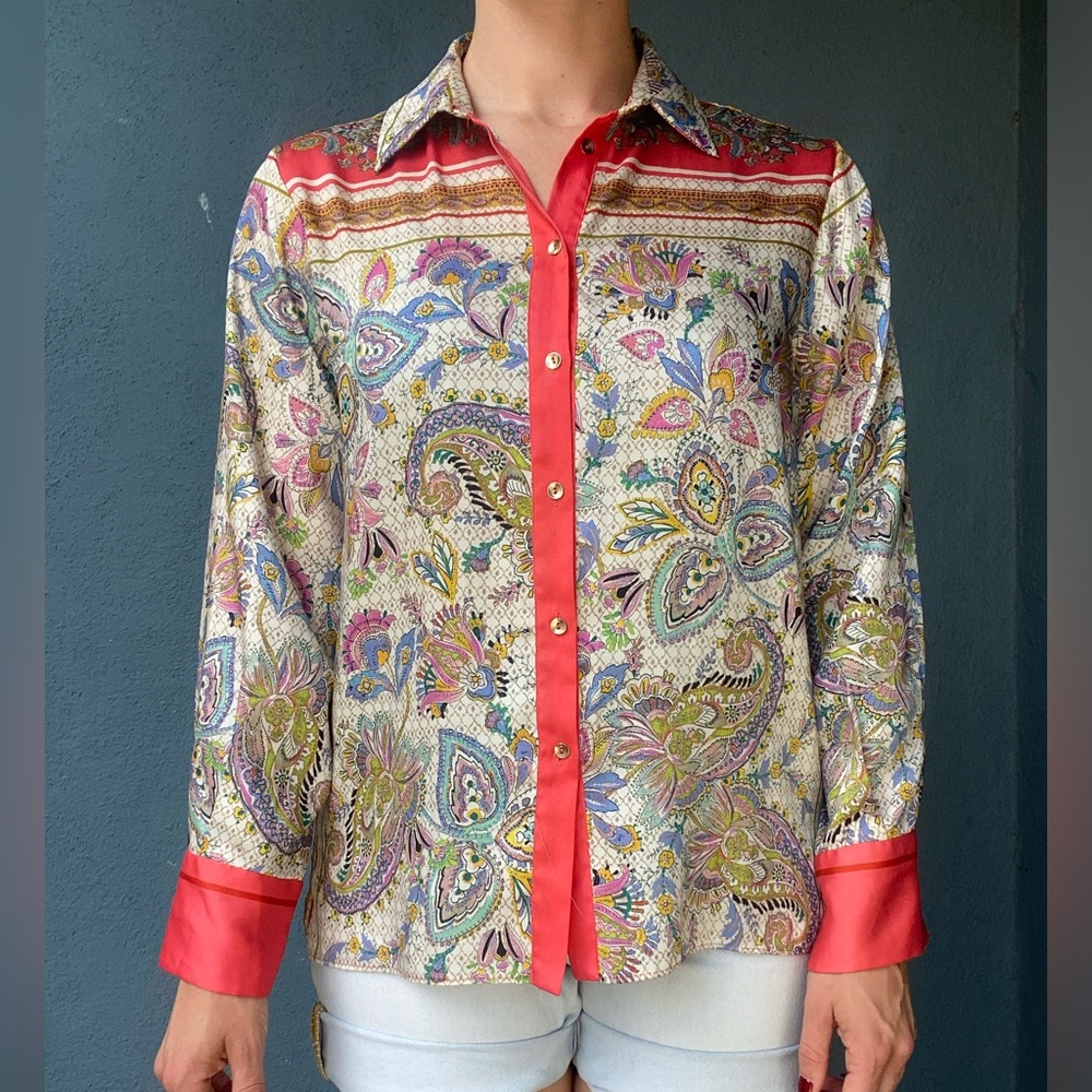 Multi Color Paisley Button Up